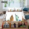 Statue of Liberty Bed Cover Package World Famous Building Bed Linen Package for Boys Girls Premium Microfiber Brand New York Landmark Comforter Cover