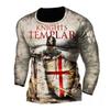 Retro Men's 3D Knights Templar Long Sleeve T-Shirt Street Hip Hop Loose Round Neck T-Shirts Blouse Plus Size Pullover Tops Tees
