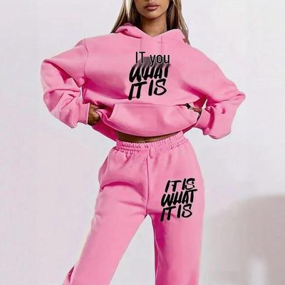 European & American Trendy Casual Print Hooded Sweatshirt Set