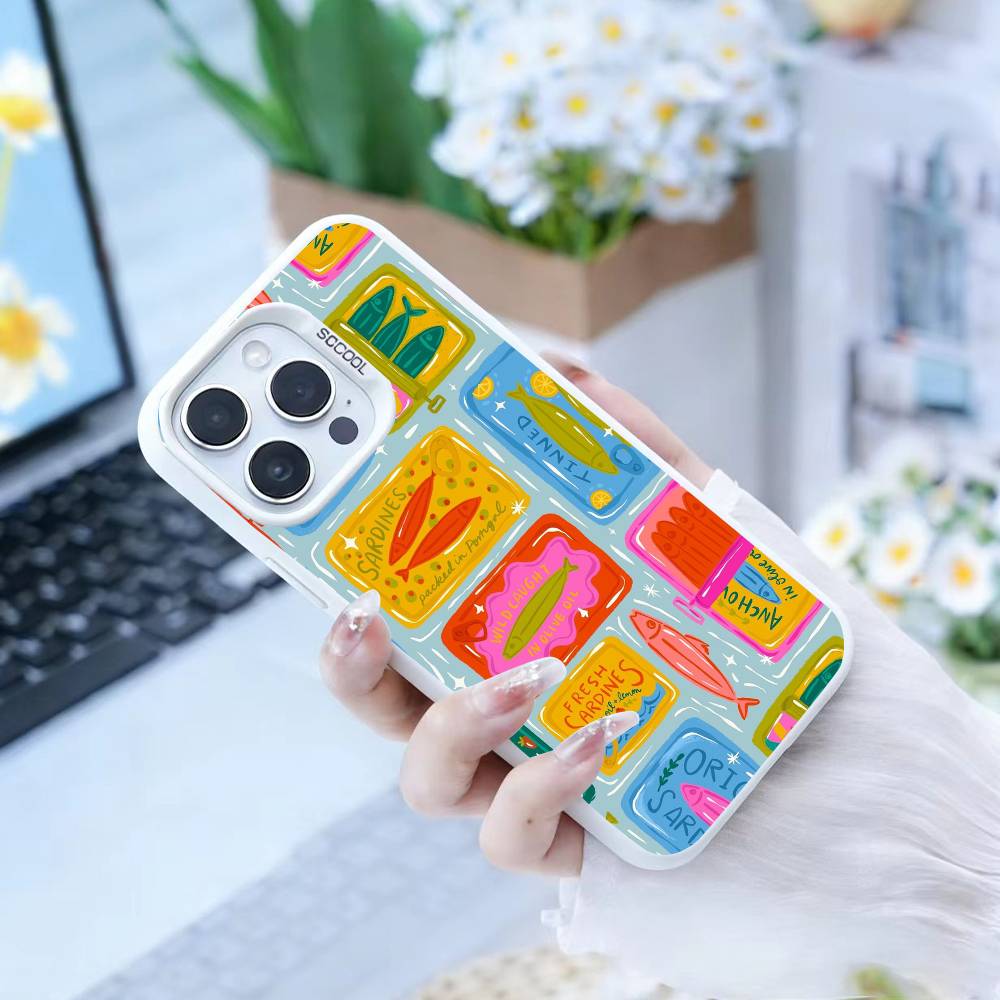 Collage  Phone Case For IPhone 16 17 15 14 12 13 Pro Max white Color Shockproof Cover