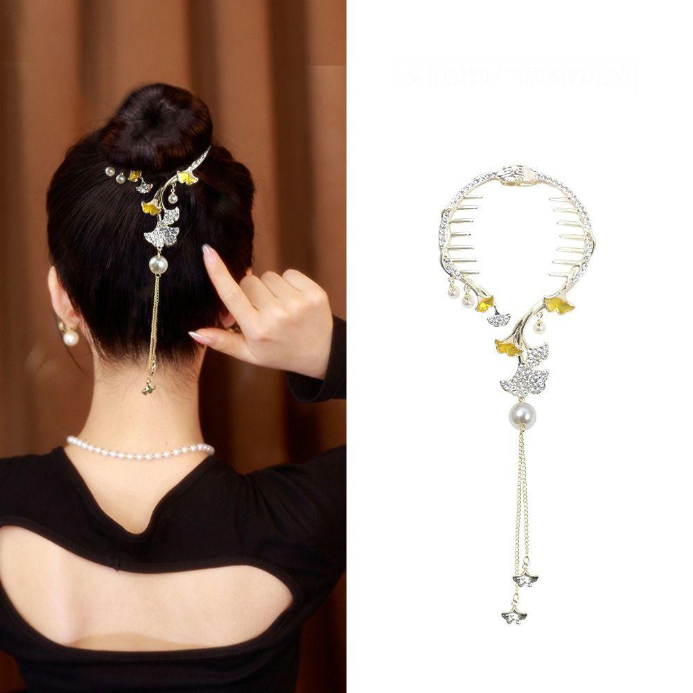 

Морская звезда с кисточкой в ​​виде листьев гинкго в корейском стиле с жемчужинами для волос Коготь Заколки для волос Заколки для волос Держатели для хвоста