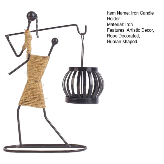Metal Candle Holder Handmade Human Shape Candle Holder Iron Art Figure Tea