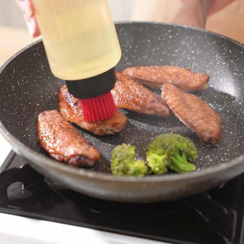Oil Brush Food Grade Oil Bottle Flexible Bristle Design Oil Bottle Transparent Food Grade Bpa Free Container For Grilling Frying