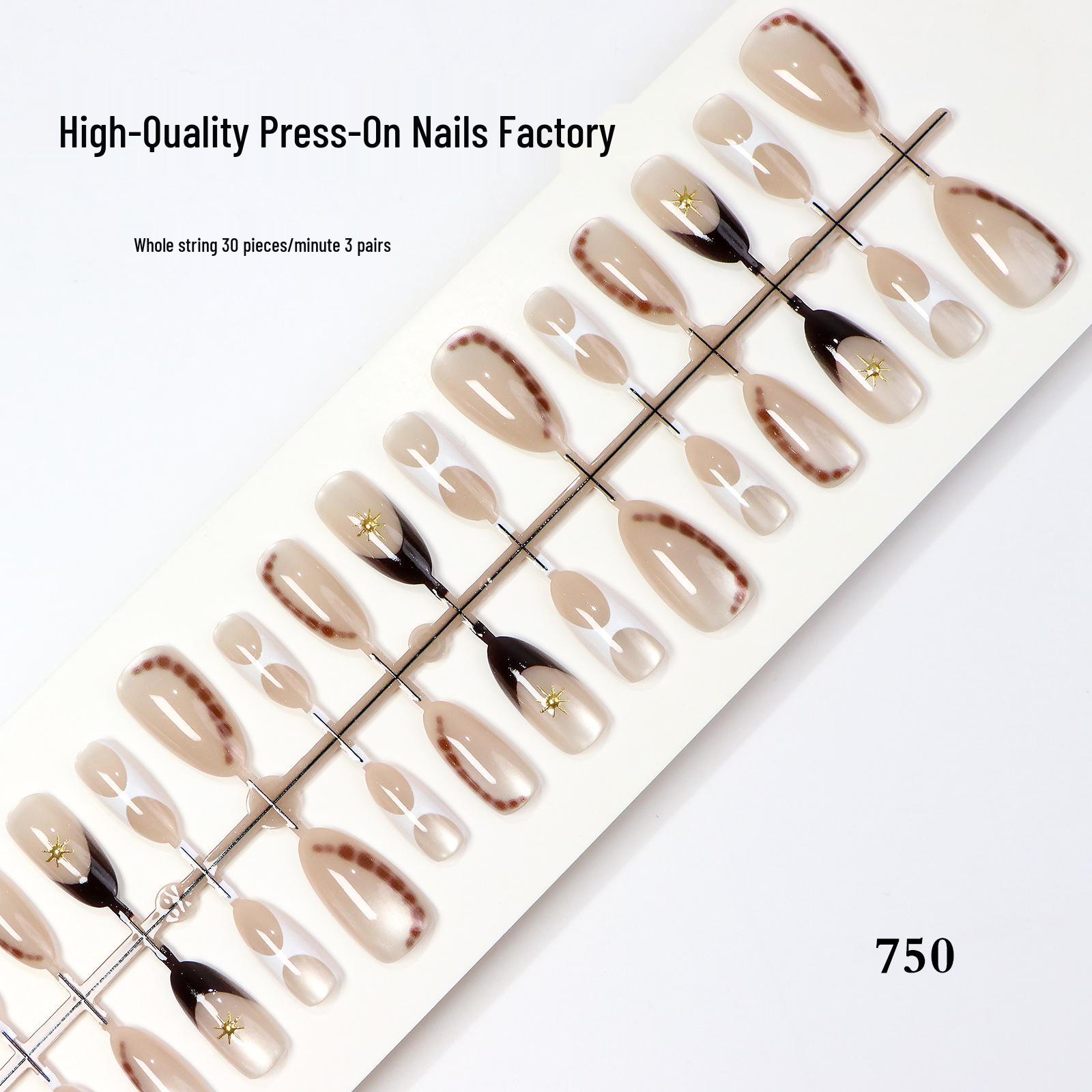 French White Moonlight Cat Eye Nails: High-Quality Winter Gilded Coffee Manicure Tips Small