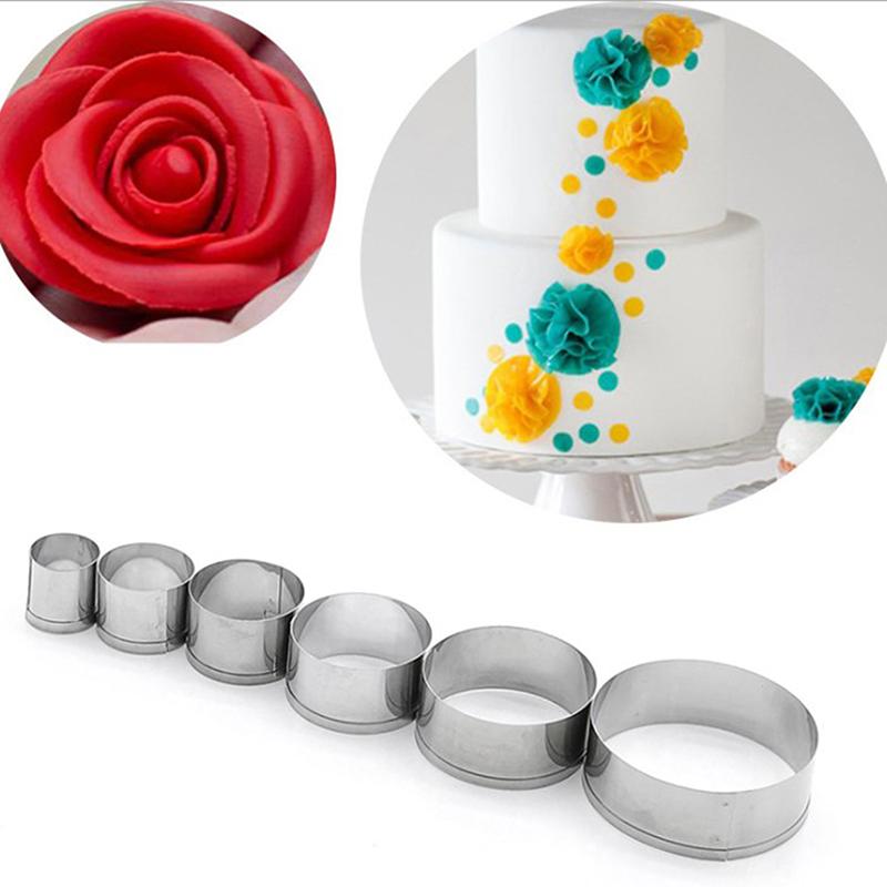 6Pcs/Set Stainless Steel Round Circle Shaped Cookie Cutter Biscuit Molds Silver