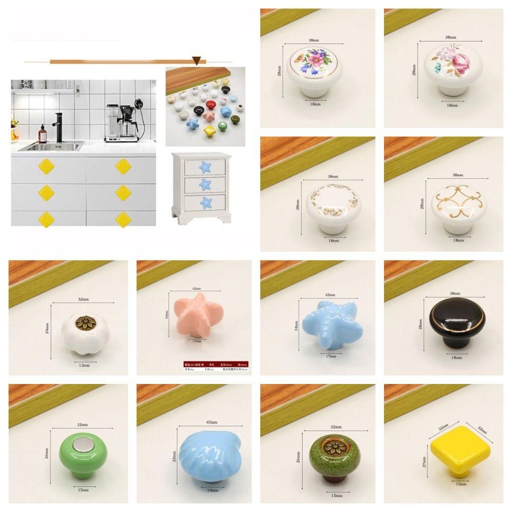 Keramik-Schrankknopf im europäischen Stil Runde Schubladenknöpfe Schlichte Türgriffe Schrank
