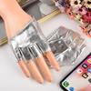 Women's gloves sexy half palm fingerless gloves Women jazz dance ds PU leather semi-finger gloves motorcycle gloves