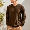 Men's V-neck Casual Solid Color Long-sleeved T-shirt Top