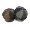 Men's Patchwork Woolen Newsboy Cap Retro British Herringbone Tweed Octagonal Hat Autumn Winter Warm Baker Boy Cabbie Hat