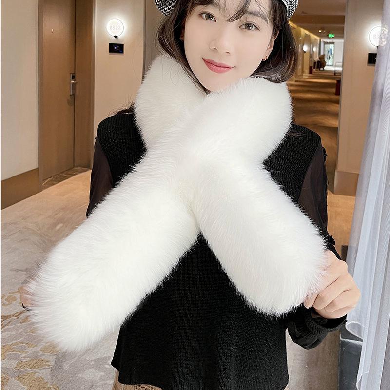 

Шарф женский зимний корейский теплый воротник из искусственного кроличьего меха плюшевый однотонный воротник для защиты шейного отдела позвоночника кашемир универсальный студент One size