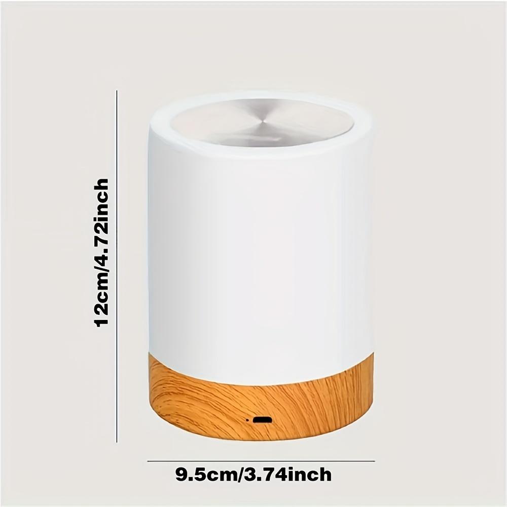 Touch-Controlled Rgb Led Bedside Lamp With Adjustable Color And Wood Grain Design, Usb Rechargeable