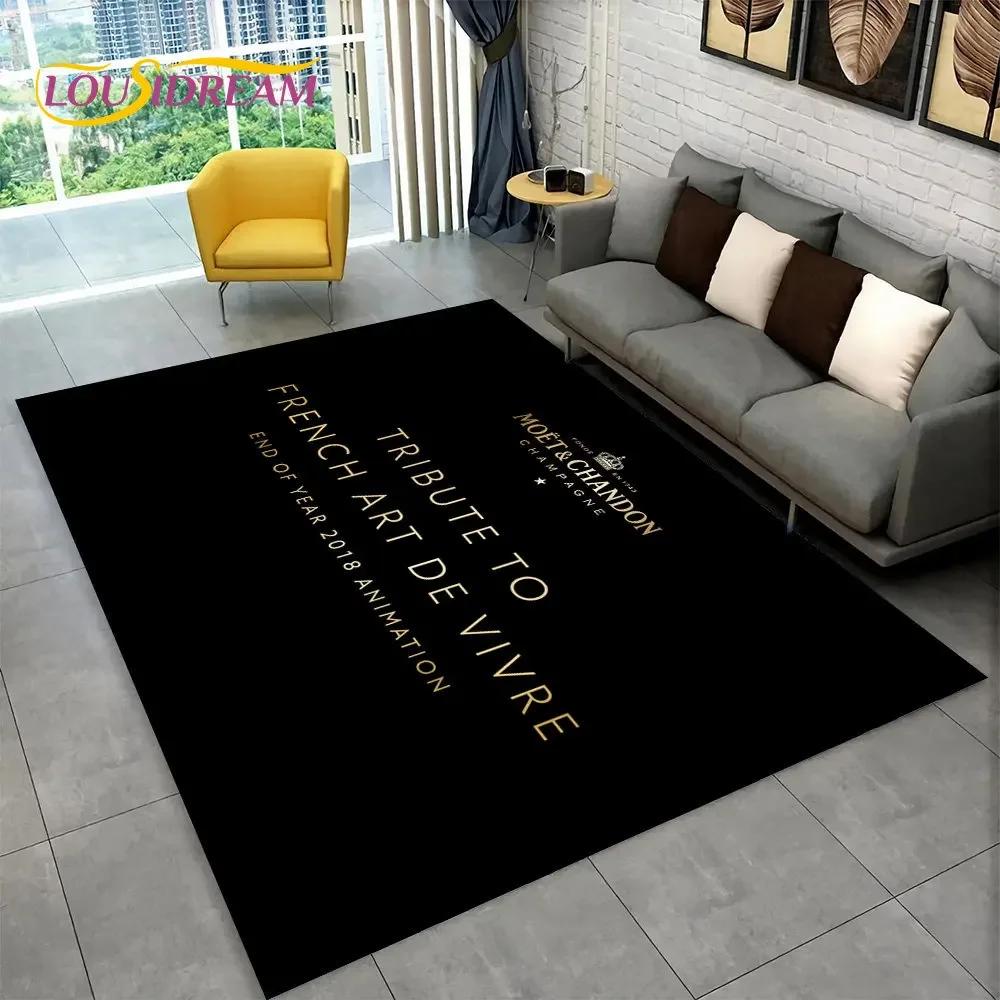C-Champagne M-Moet & C-Chandon Teppich für Schlafzimmer Wohnzimmer Zuhause Sofa Dekoration, Kinderspiel Große Dekoration Bodenmatte Geschenk
