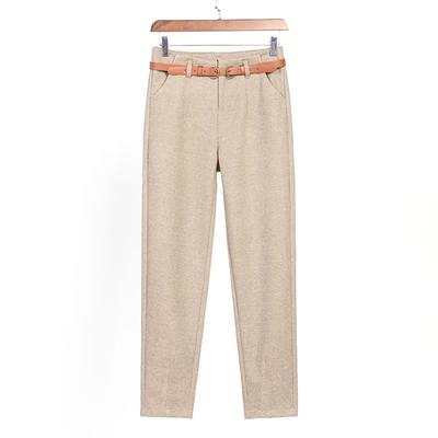 Autumn and Winter Women's Solid High Waist Button Harem Thick Sashes Skinny Fashion Casual Office Lady All Match Trousers