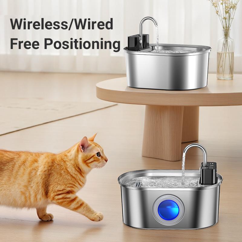 ROJECO Stainless Steel Cat Water Fountain 4000mAh Sensor Smart Automatic Pet Water Dispenser For Cat Dog Pet Drinking Fountain