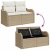 Garden Sofa with Cushions Beige 121 X 62 X 69 Cm Poly Rattan