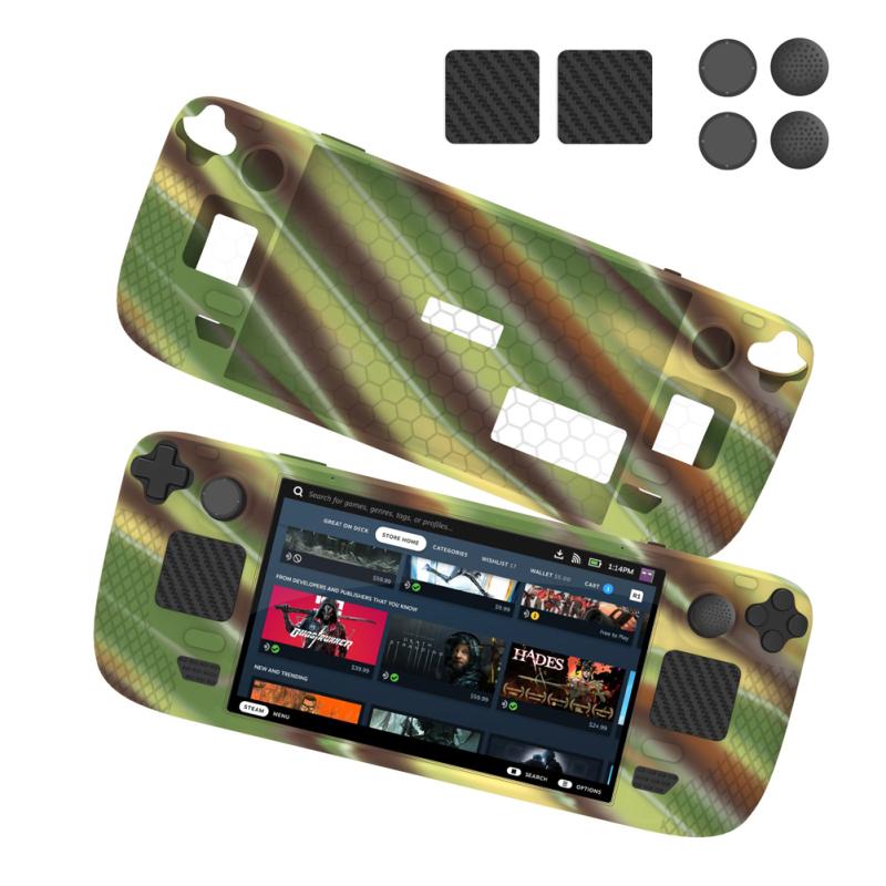 Silicone Case Kit Non-slip Protective Cover With Rocker Cap Touchpad Sticker Compatible For Steam