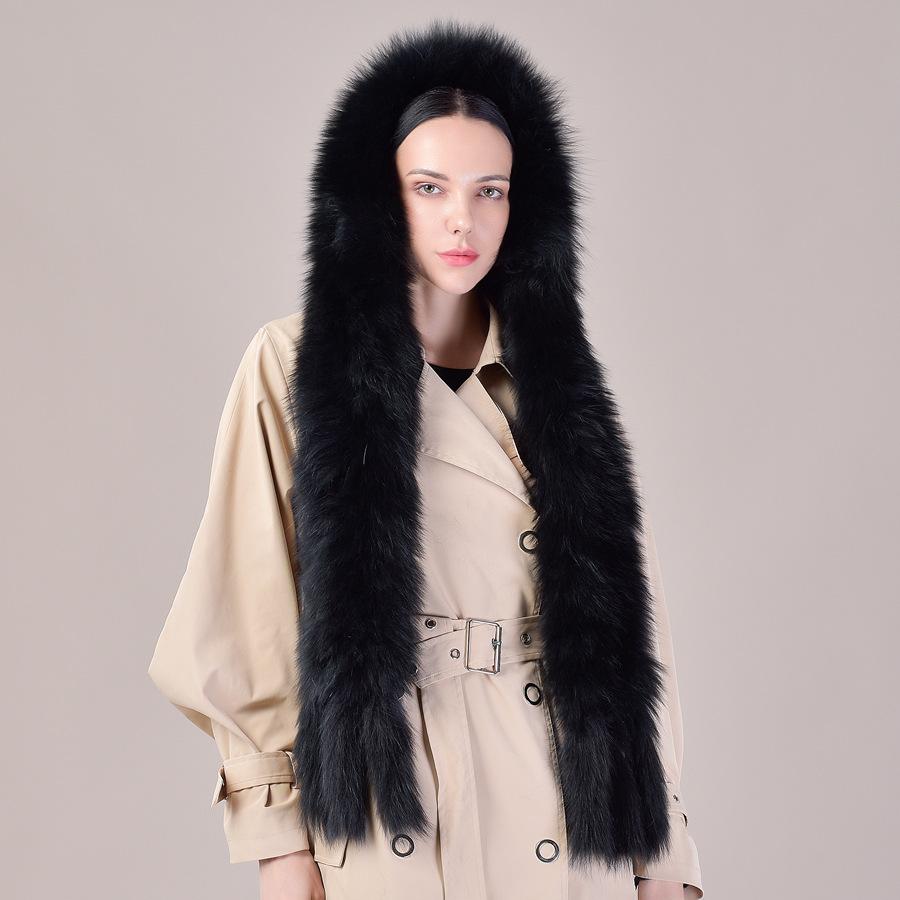 New Woven Fox Fur Hat Women s Scarf And Hat In One For Winter Warmth