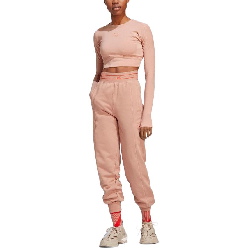 adidas Knitted Sweatpants Women's Pink Moderate Cuffed Pants HR2190