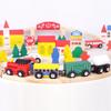 Children's Wooden Train Track Building Blocks Set