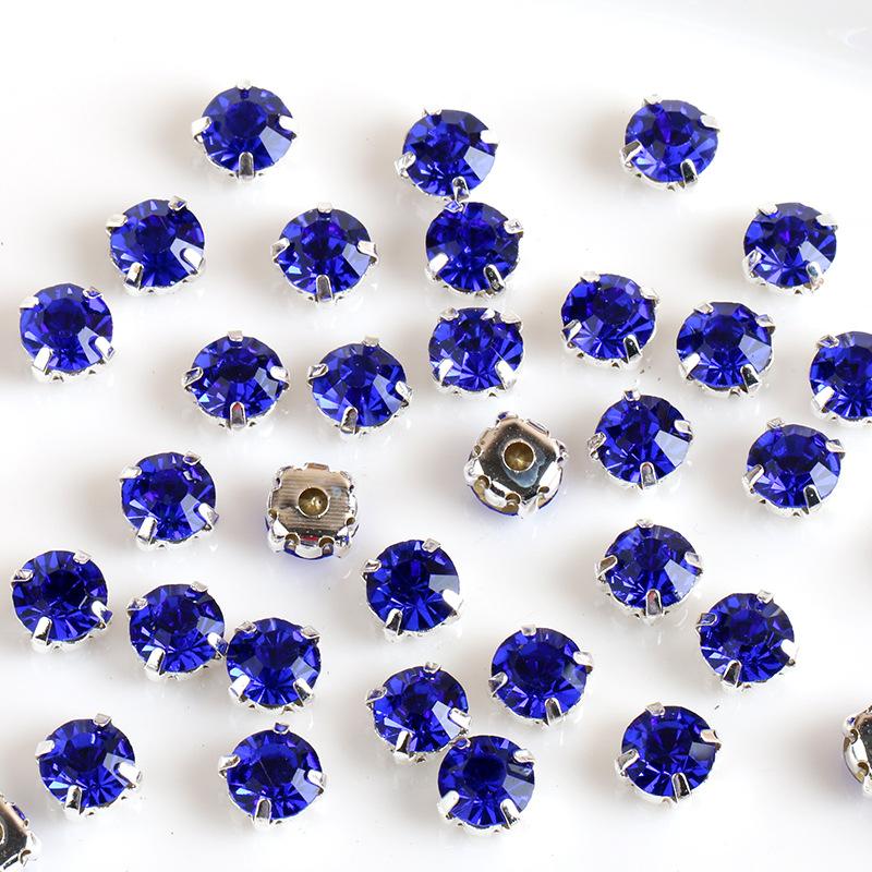 1440pcs Glass Flatback Round Rhinestones with Nickel-Free Metal Base Eco-Friendly Sew-On Stones for Shoes Garments Bags & Hats