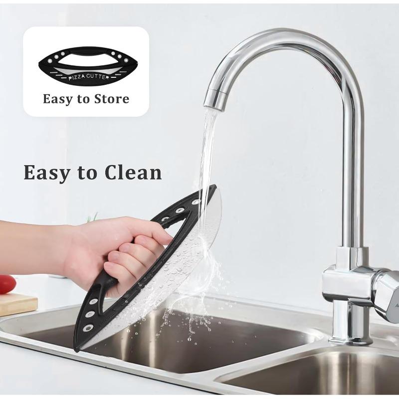 12" Pizza Cutter Rocker -Razor Sharp Stainless Steel Slicer Knife with Blade Cover Pizza Slicer with Cover for Pizza Tools