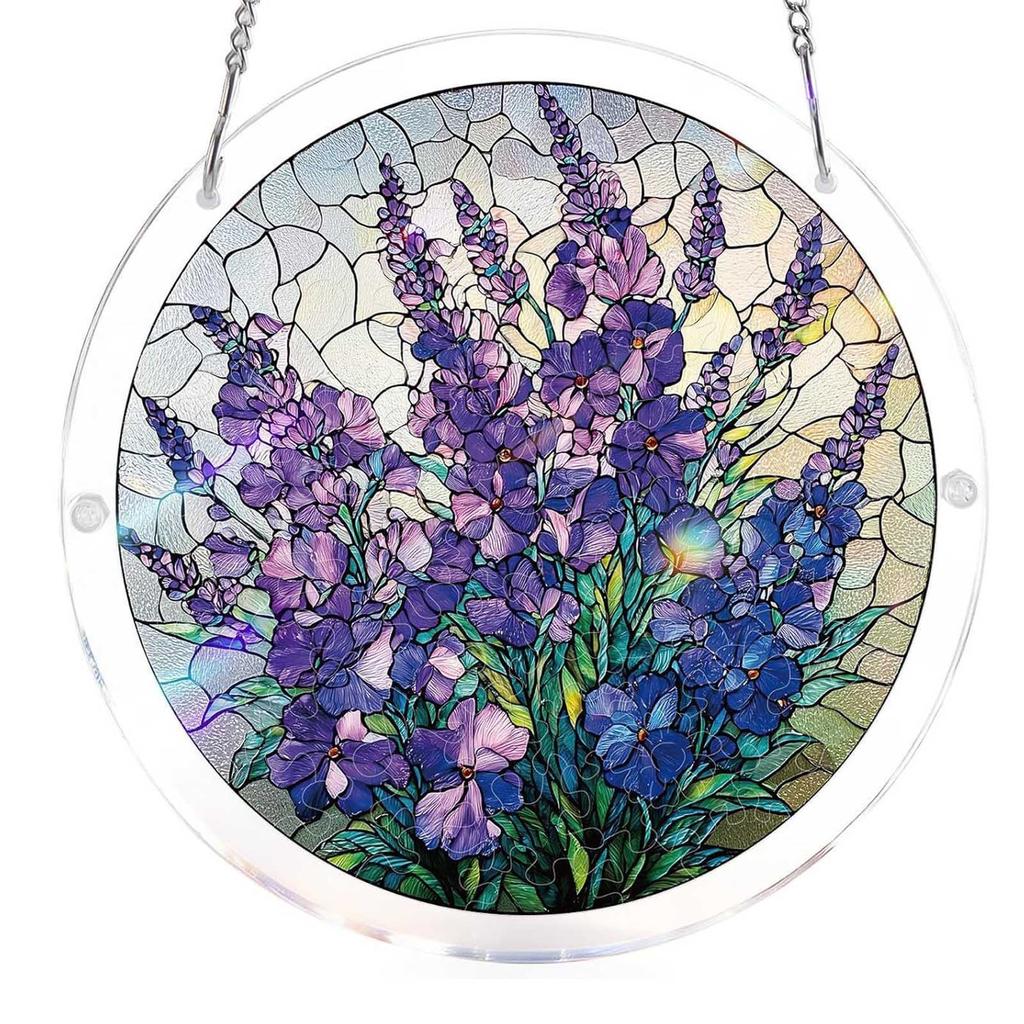 Stained Glass Acrylic Puzzle Suncatcher, DIY Hanging Ornament With Chain, Window Decor For Home & Garden