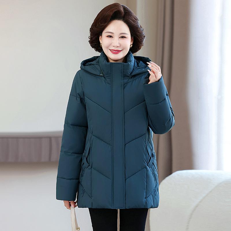Middle-aged mother winter hooded cotton-padded jacket warm cotton-padded jacket winter clothing foreign style middle-aged and elderly thickened