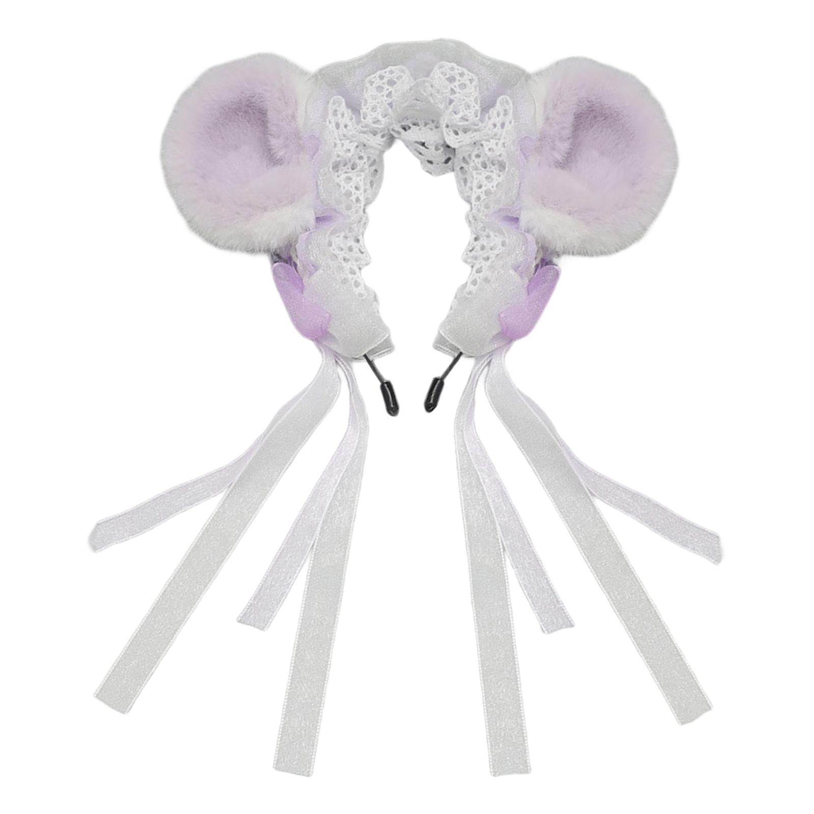 1/2Pcs Faux Furs Animal Tail Mouse Ears Headband Halloween Cosplay Costume Mouse Ears Hairband Mouse Tail Mouse Costumes