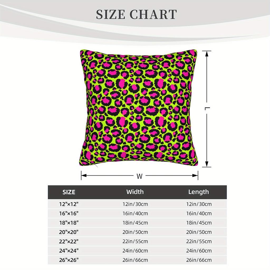 1Pc Vibrant Neon Green & Pink Leopard Print Decorative Pillow Cover - Cozy Polyester, Zipper Closure, Machine Washable For Livin