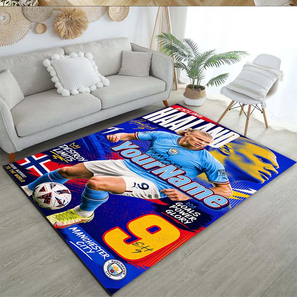 Manchester City Customize Text Area Rug Design for Game Room Dormitory Dining Room Kitchen Antislip Carpet Office home decor Gift for Festivals
