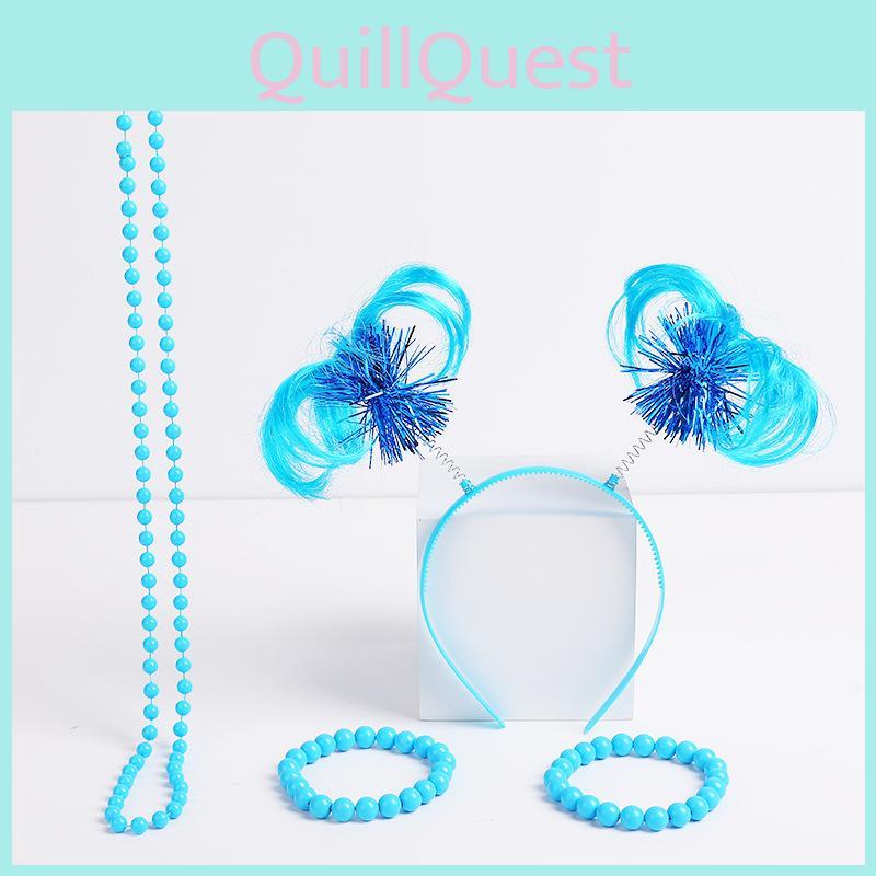 1980s Costume Party Accessory Set With Feather Wigs Jewelry For Summer Festivals