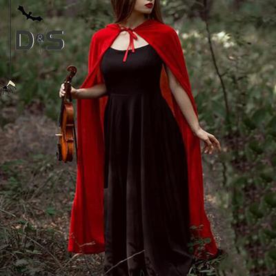 Halloween Adults Cloak Cape Golden Velvet Cosplay Hooded Robe Full Length Dress Coat Witch Vampires Halloween Costume Accessories