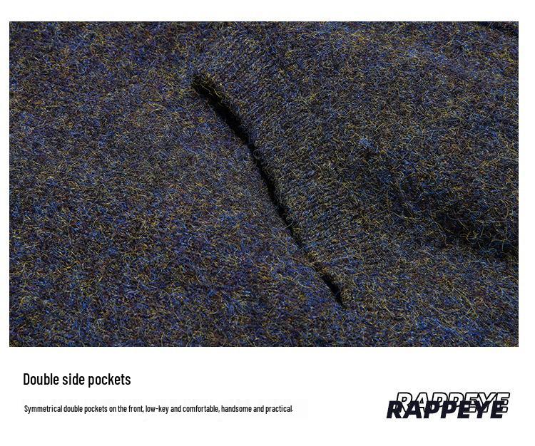 Unisex americký retro šedý kardigan s kapucí - Volný, ležérní pletený svetr na podzim/zimu