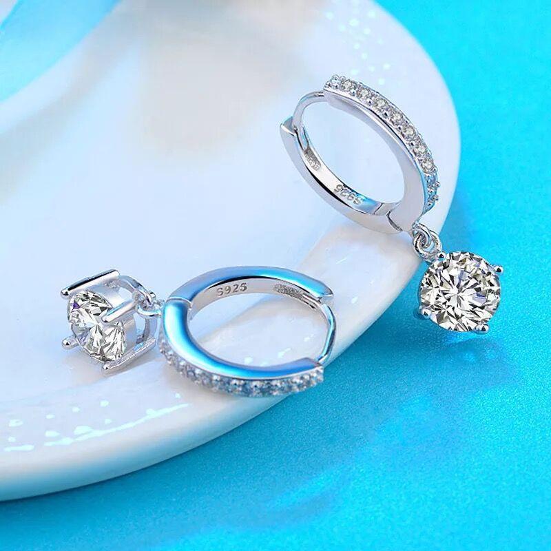 Fashion Zircon Stud Earrings For Women Luxury Shiny Cubic Zirconia Earrings Elegant Office Party Jewelry