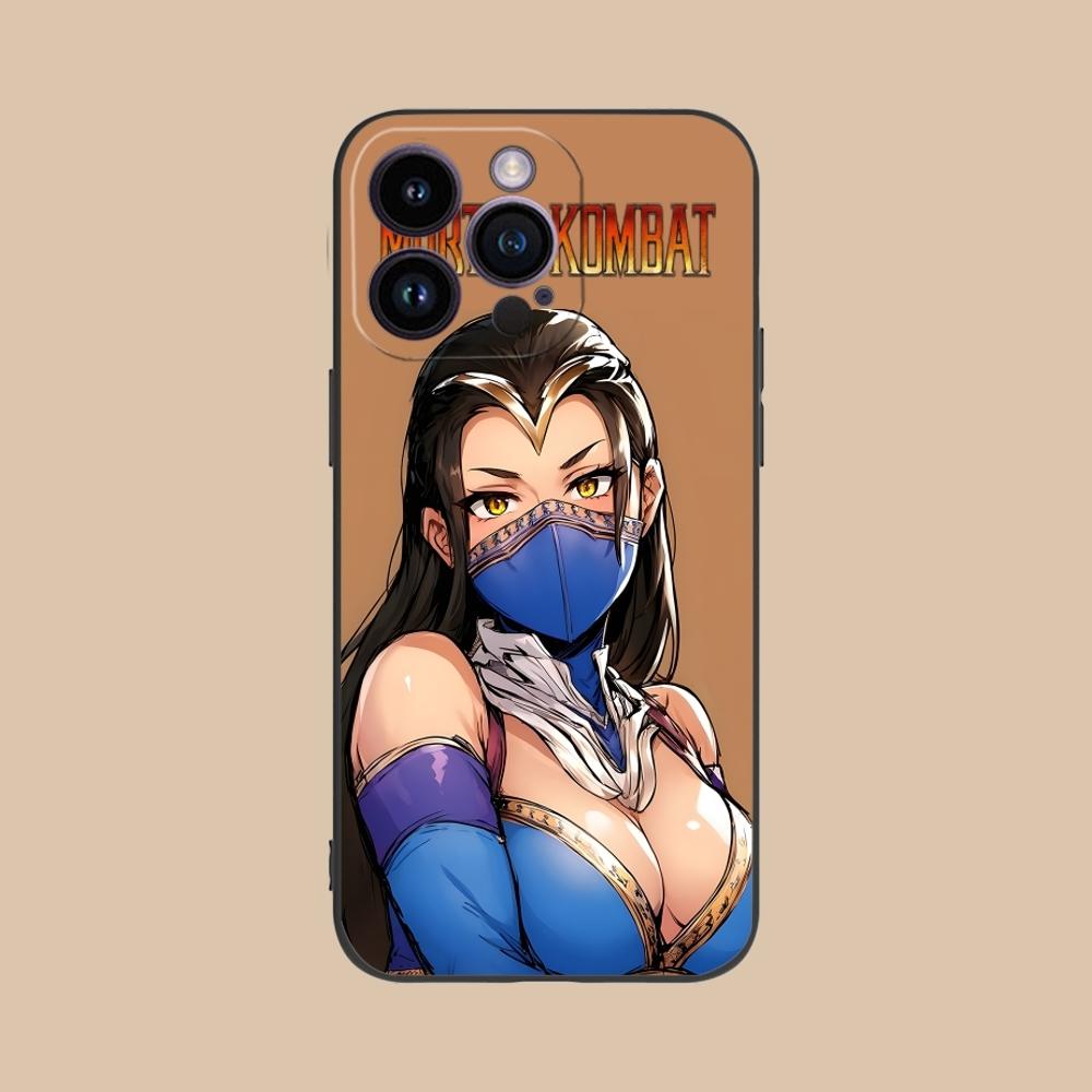 Mortal Kombat Kitana Mobilne Etui na Telefon Komórkowy dla iPhone 16 15 14 13 12 11 X XR XS 8 7 Pro Max Plus Mini Czarne Etui Ochronne na Telefon