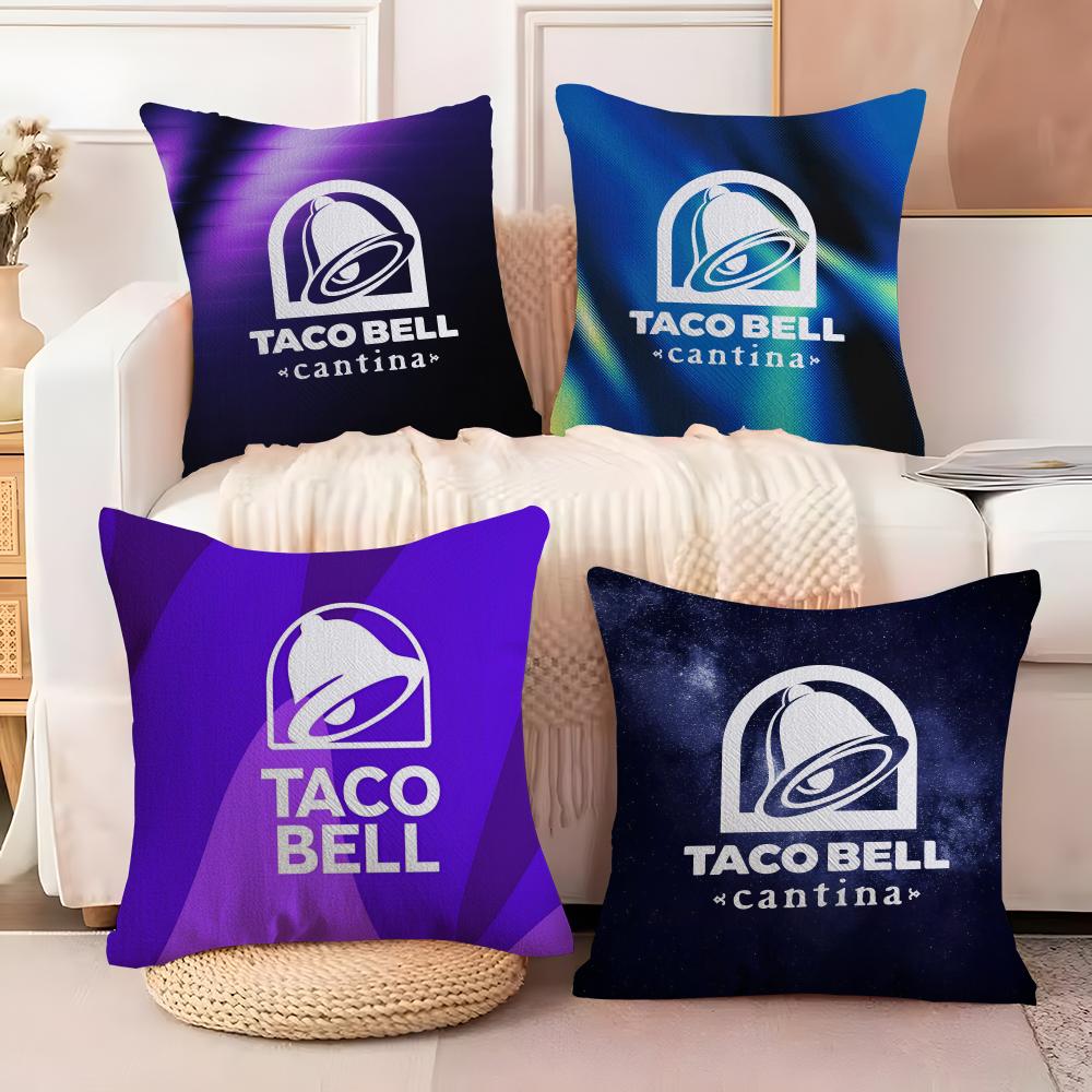 Mexican Flavor T-Taco Bell Cushion Cover Soft Plush Fabric Double-Sided Printed Sofa Cushion Cover for All Seasons Home Decor