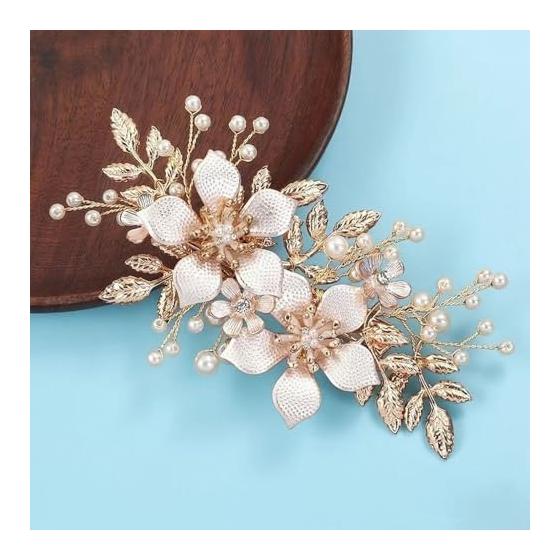 DFsucces Hair Stick Pin, Hair Accessories, Pearl Hair Ornament, Flower, Pink Gold, For Japanese and Western Outfits, Coming-of-Age Ceremonies,