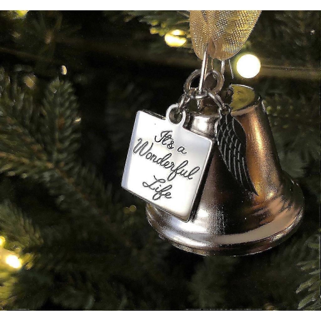 It's a Wonderful Life Inspired Christmas Angel Bell Ornament with Stainless Steel Angel Wing CharmNEW10
