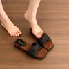 French Cool Slippers Women's Shoes Summer New Wedges Sandals One-word Slippers Beach Shoes Women's High-end Wear