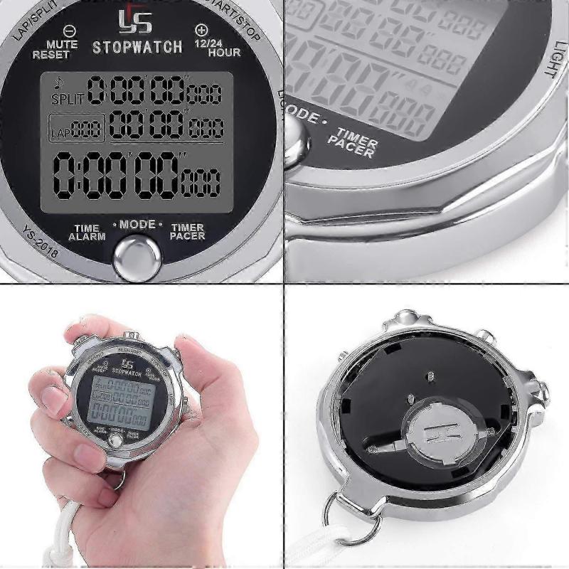 Stopwatch Metal Stopwatch Timer With Backlit Multi Lap Memory Digital Stop Watch For Coaches -JA less