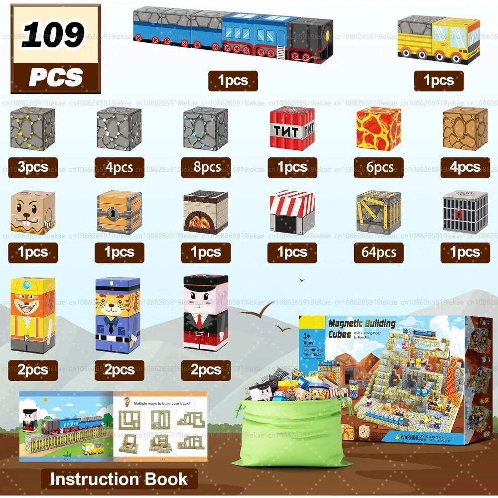 Magnetic Mine World Cube Building Blocks Magnet World Set for Boys Girls Age 3+ DIY Model Child Kids Montessori Sensory Toys