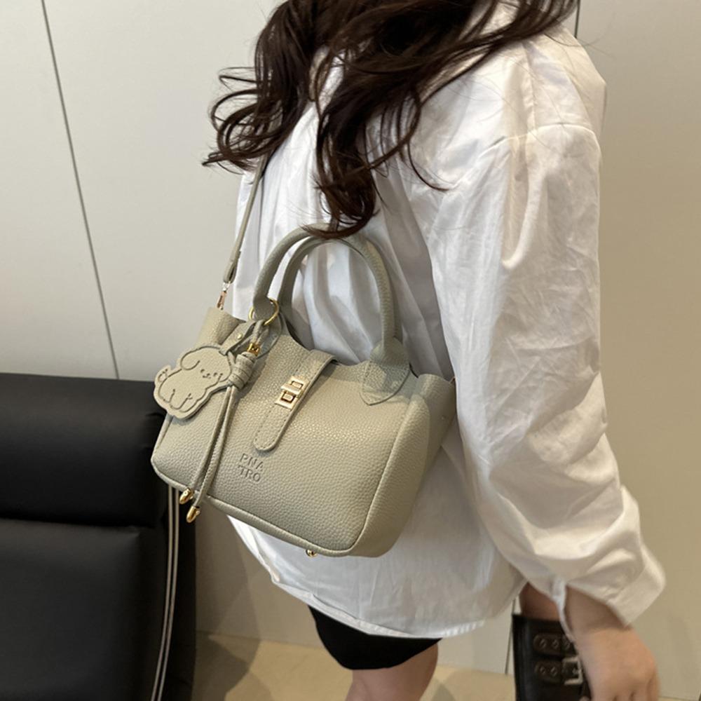 Chic Slant Cross Bucket Bag Cute Women's Tote Bag Korean PU Leather Shoulder Bag  Female