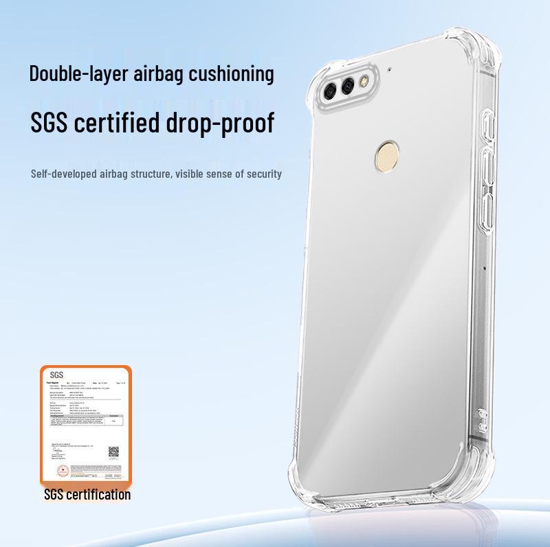Transparent TPU Phone Case for Huawei Enjoy 7c and 8, Airbag Corner Drop Protection, Full Coverage.