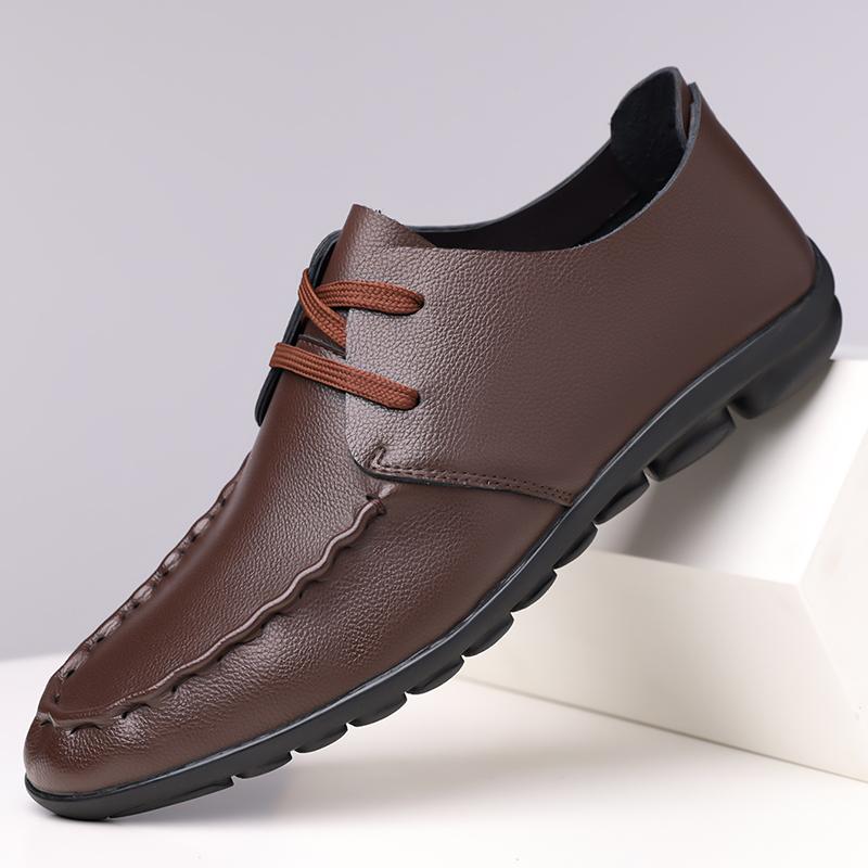 

Comfortable Lightweight Men s Shoes Leather Handmade Breathable Soft Bot Casual Busin Commuting Sle round Toe Men Sneakers 46 коричневый