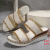 Fashion Vintage Woven Wedge Heeled Slippers Women Summer Plus Size 36-43 Thick Bottom Sandals Woman Comfort Platform Beach Sandles Mujer