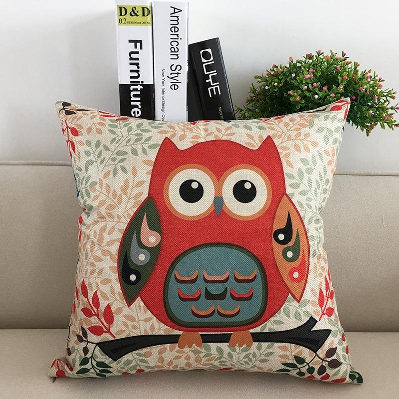 

Square Print Owl Pillowcases Sofa Throw Pillow Cases Car Back Cover Cushion 01