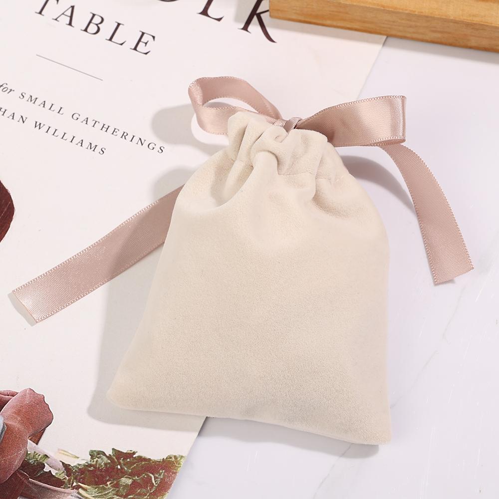 Ribbon Bow Velvet Jewelry Bags Thicken Small Necklace Bracelet Packaging Pouches Drawstring Gift Bag Jewelry Protect Storage Box