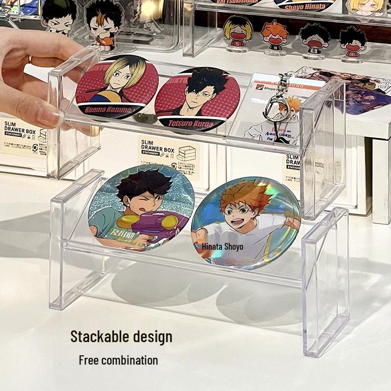 Stackable Transparent Desk Organizer for Cosmetics, Jewelry, Lipsticks, and Badges