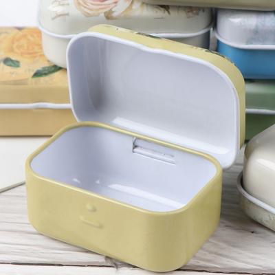 Caja de hojalata con forma de flor en miniatura para guardar joyas, monedas y baratijas, rectangular pequeña