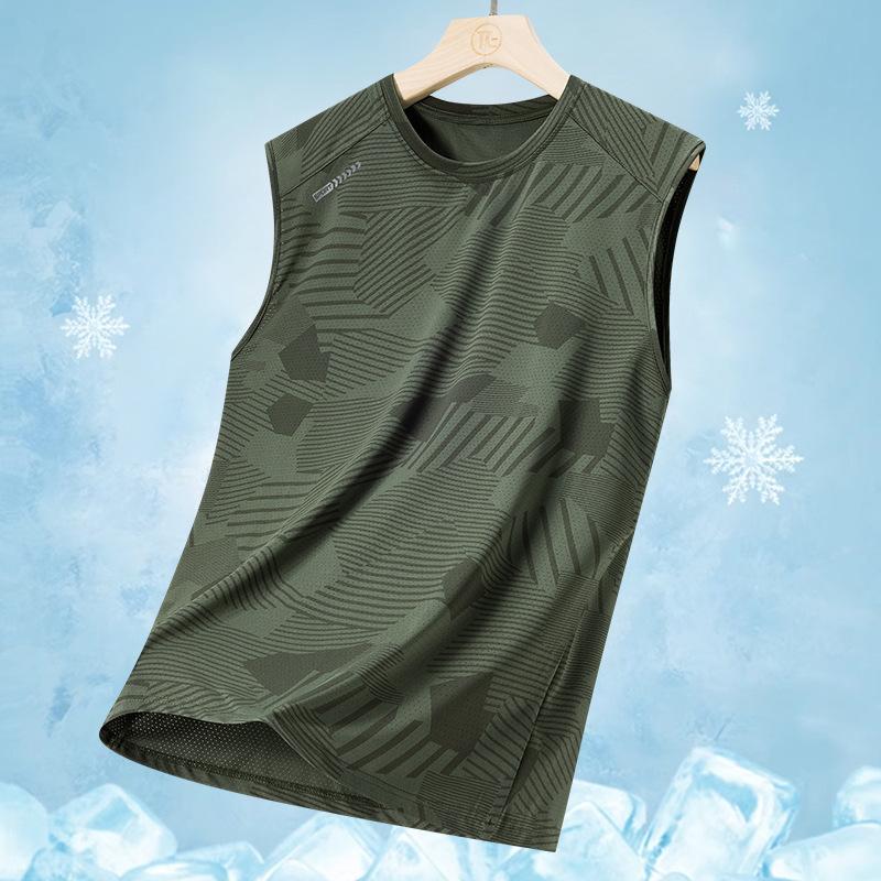 

Футболка Ice Silk Vest мужская камуфляжная быстросохнущая эластичная спортивная на открытом воздухе тонкая повседневная безрукавка с кондиционером Tide L белый